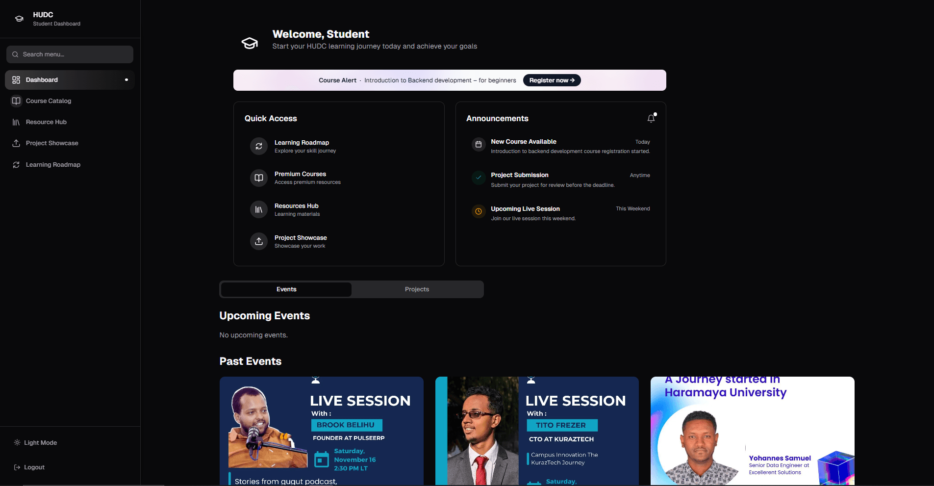 Haramaya University Developers Community (HUDC) Platform image 1